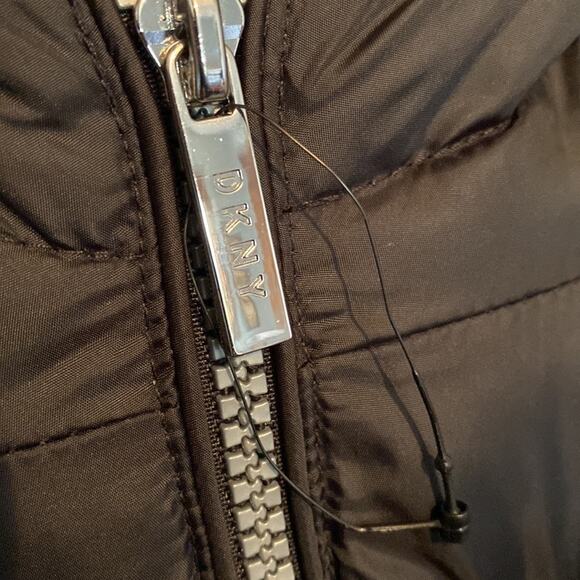 DKNY Faux Fur Trim Hooded Puffer Coat - Picture 13 of 15